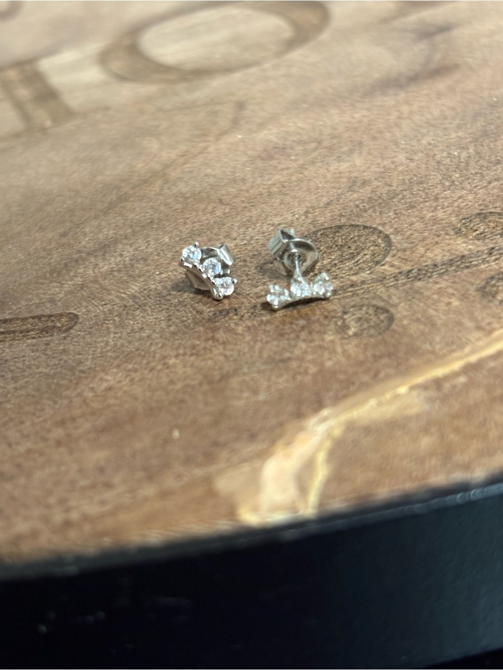 .925 Sterling Silver Three Crystal CZ Stud Earrings